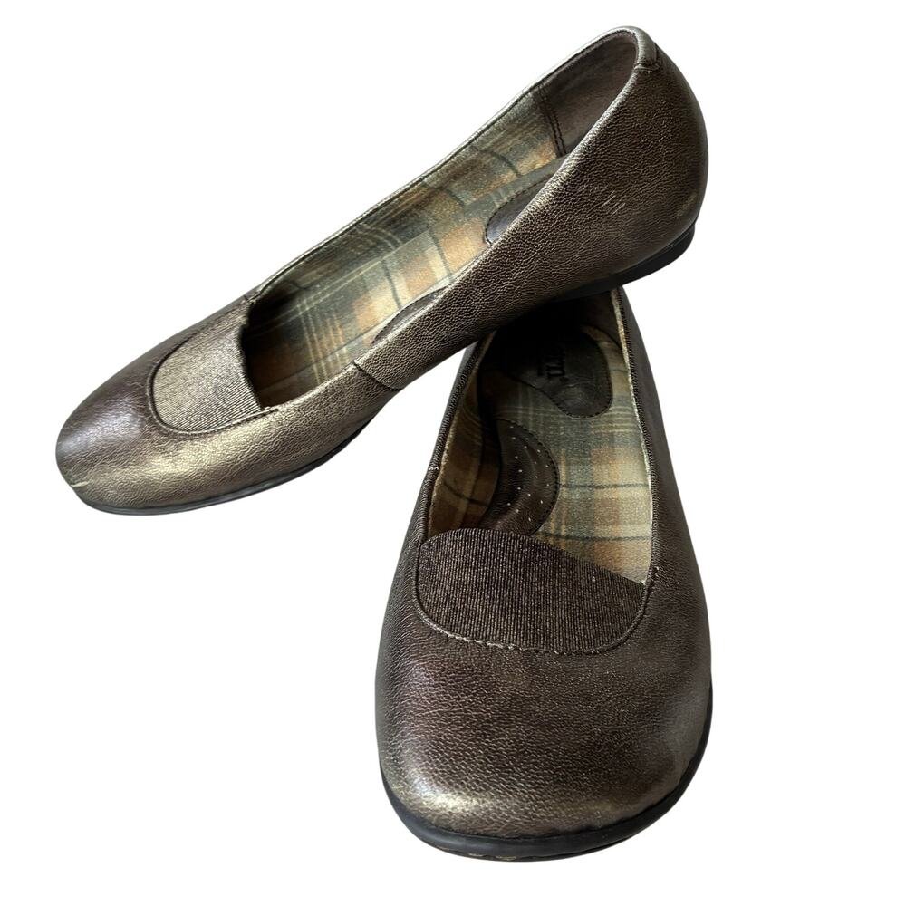 Born Slip-On Flats Women's 8 Metallic Bronze Leather Comfort Casual Careerwear